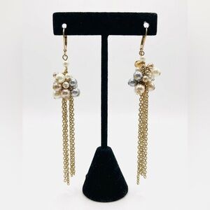 Pearl Cluster Tassel Dangle Earrings